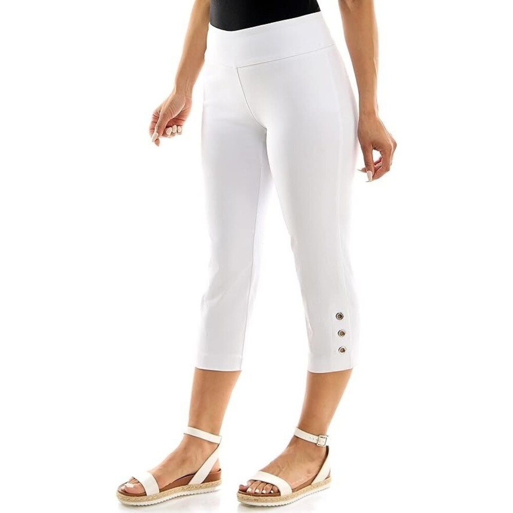 Zac & Rachel Women's The Ultimate Fit Cropped Pull-on Pants Size 14 Optic White